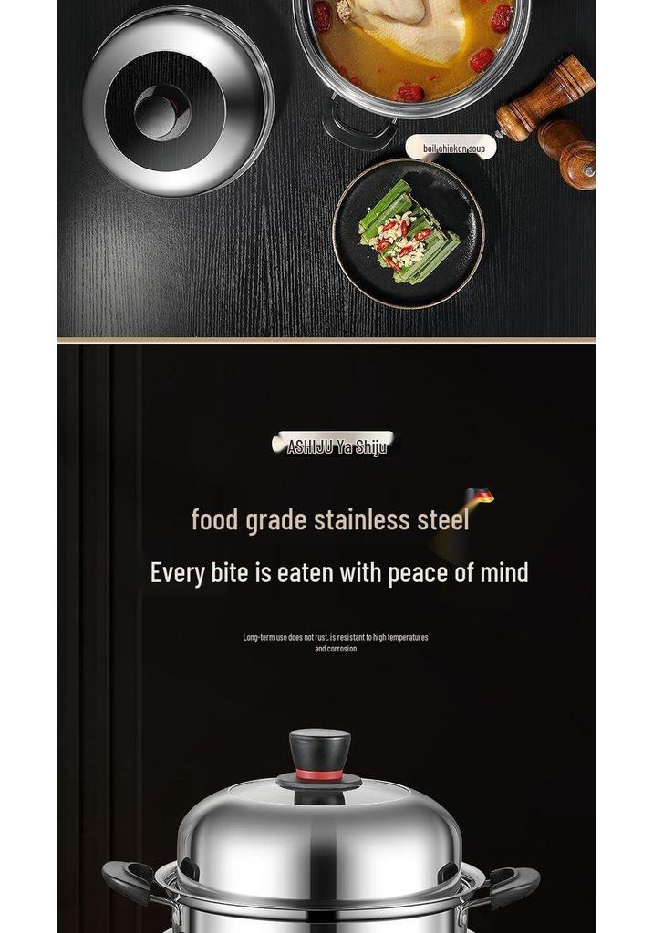 Stainless Steel Double Layer Steamer Pot for Induction & Gas - Extra Thick, Food Grade, Large Capacity