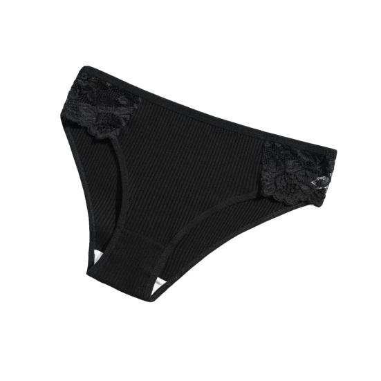 Cotton Underwear for Women Floral Lace Ribbed Low Rise Hipster Panties Soft Breathable Cheeky Bikini Briefs