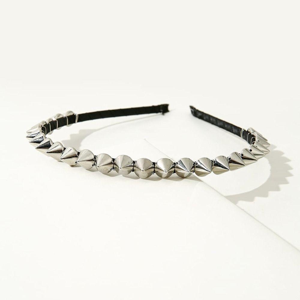 Cosplay Accessories Silver Stud Rivet Headband Metal Punk Style Rivet Spike Headband Gothic Fashion Headband for Women Men