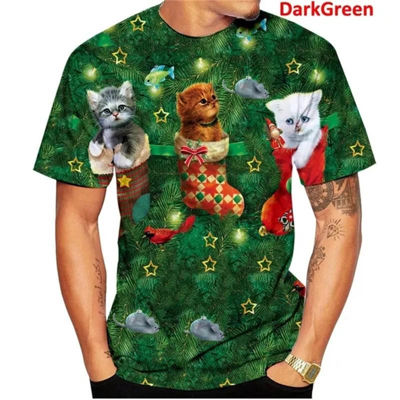 

Рождественская мужская футболка Модная футболка с 3D-принтом Рождественская футболка с коротким рукавом Нейтральная Повседневная Футболка с мультяшным Санта-Клаусом Забавный детский подарок XL