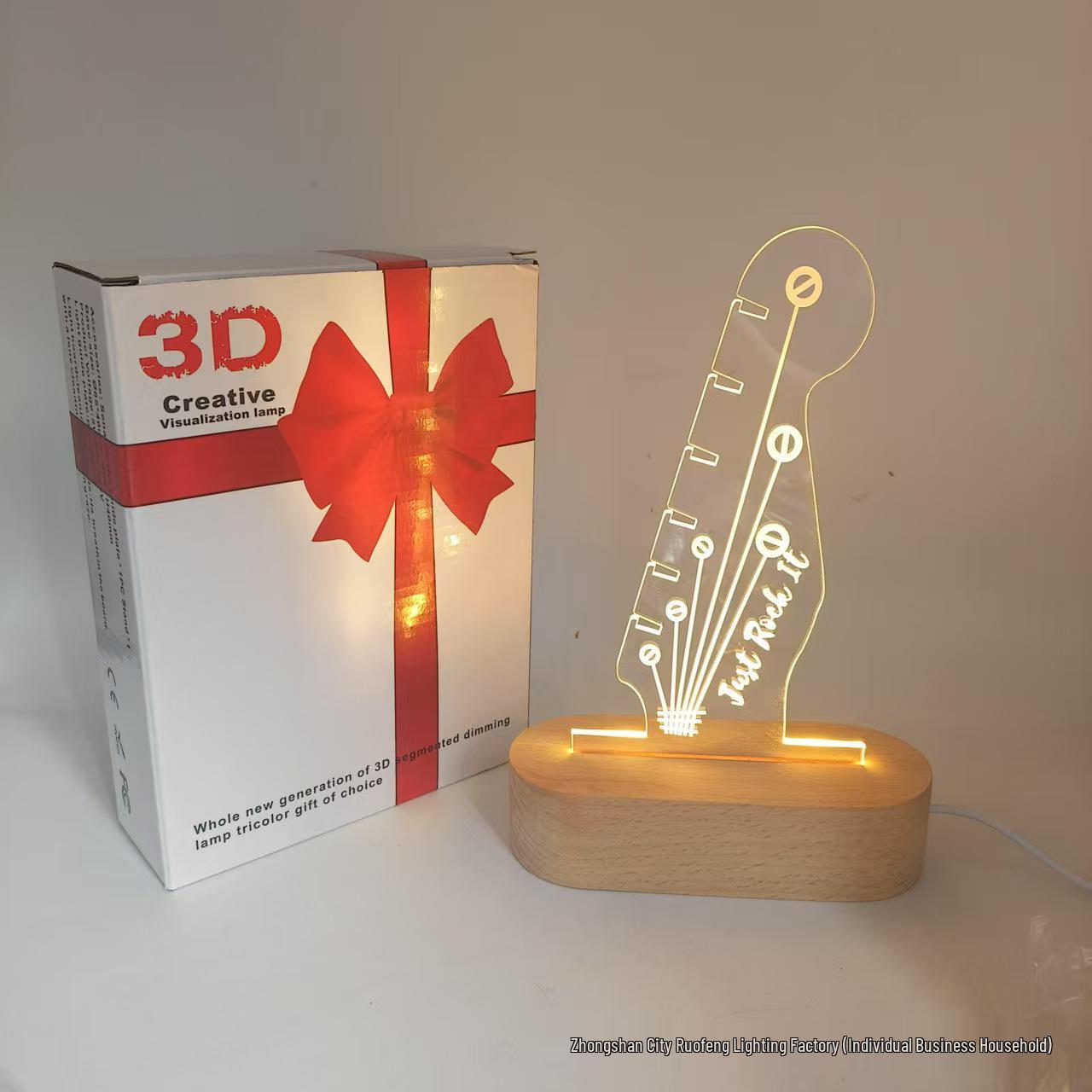 3D Ночник и Деревянная подставка для медиаторов: Креативный подарок с акриловой проекцией
