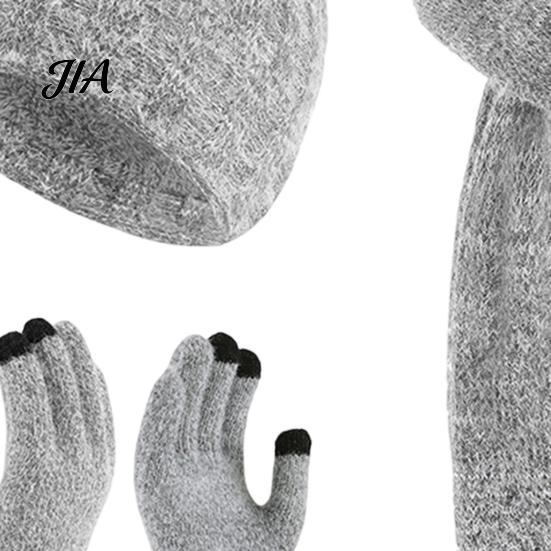 Unisex Stretchy Knit Hat Winter Scarf Gloves Set for Women, Warm Knitted Hat, Touch Holiday Gift Friends And Family Screen Gloves, 71 Inch Scarf, Cozy