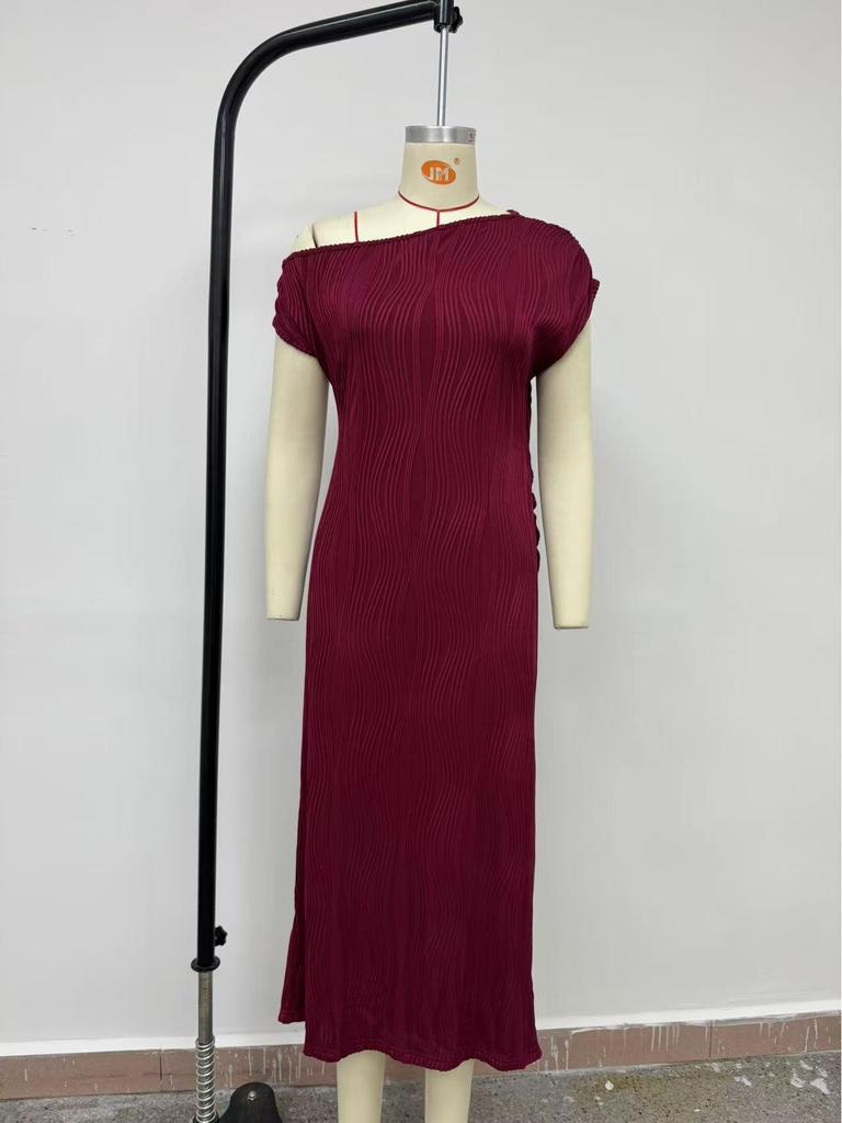 2025 Chic Water Ripple One-Shoulder Dress for Women