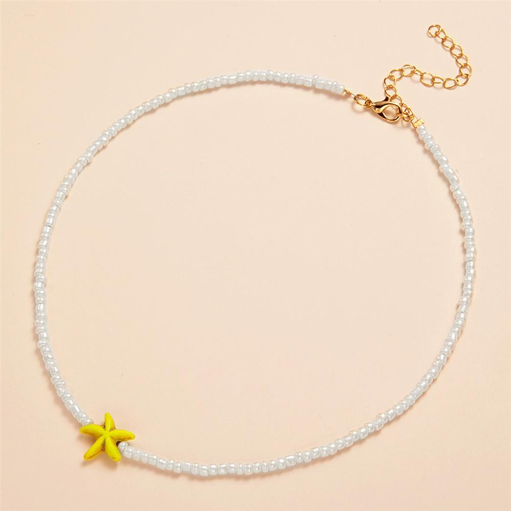 Kurze Seestern-Anhänger-Halskette Böhmische Perlen-Halskette Muschel-Choker-Halskette für Damen