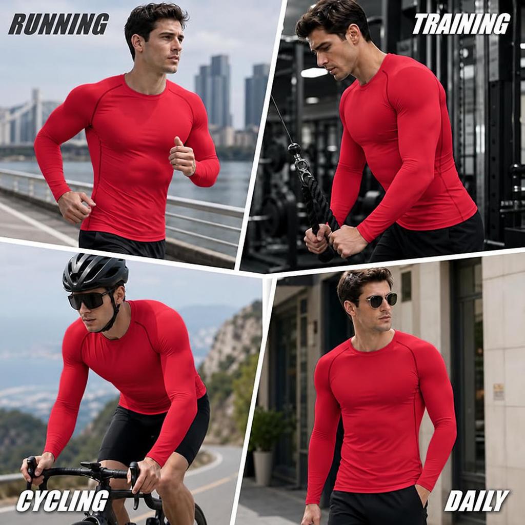 Men's Compression Shirt Long Sleeve Quick Dry Athletic Workout Gym Top