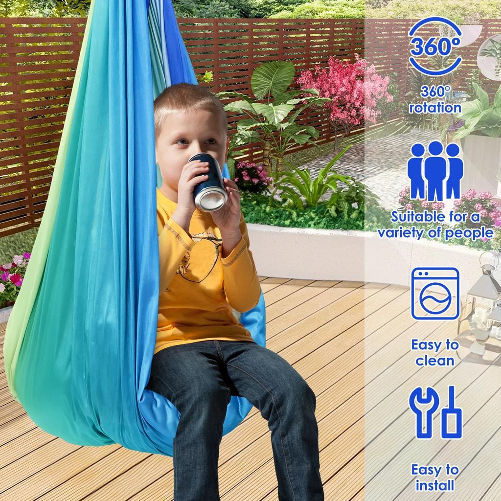 Sensorik-Schaukel Bequeme sensorische Hängematte für Kinder Hält bis zu 200 lbs Indoor Kuschel-Schaukel mit 360° Schwenk-Hardware für Kinder
