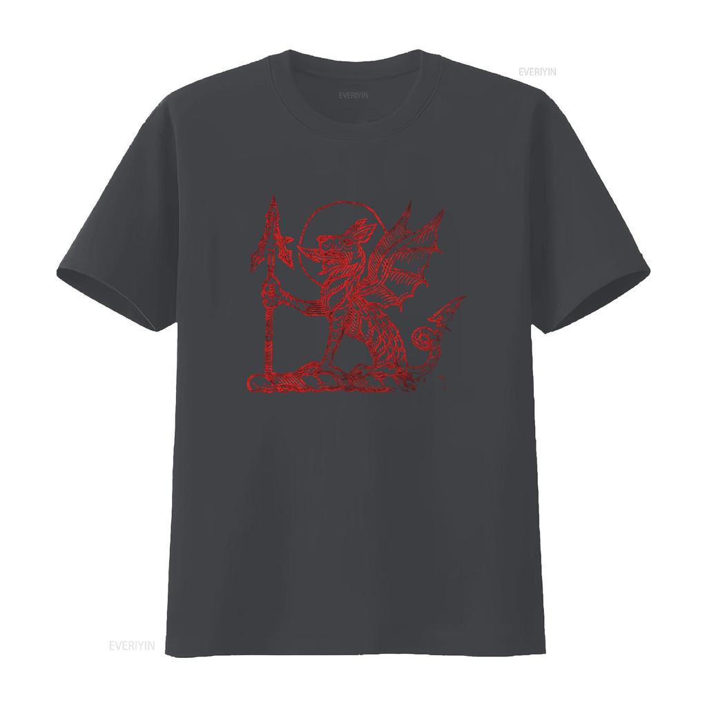 Unisexs Saint Asonia Dragon Print T Shirt Small Black Gothic Design Vintage Comfortable Designer Clothes Unisex Versatile