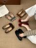 Square Head Retro Small Red Bow Shallow Mouth Evening Single Shoes Women's 2025 New Ballet Gentle Grandma Shoes