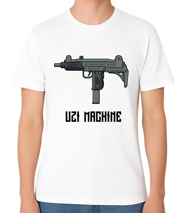Uzi Machine Gun Graphic T-Shirt Military Weapon Style Design Tee XL