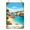 Cala D'or Vintage Mediterranean Beach Tin Sign, Retro Coastal Metal Plaque, Sturdy Wall Art for Vacation Home Patio Decor