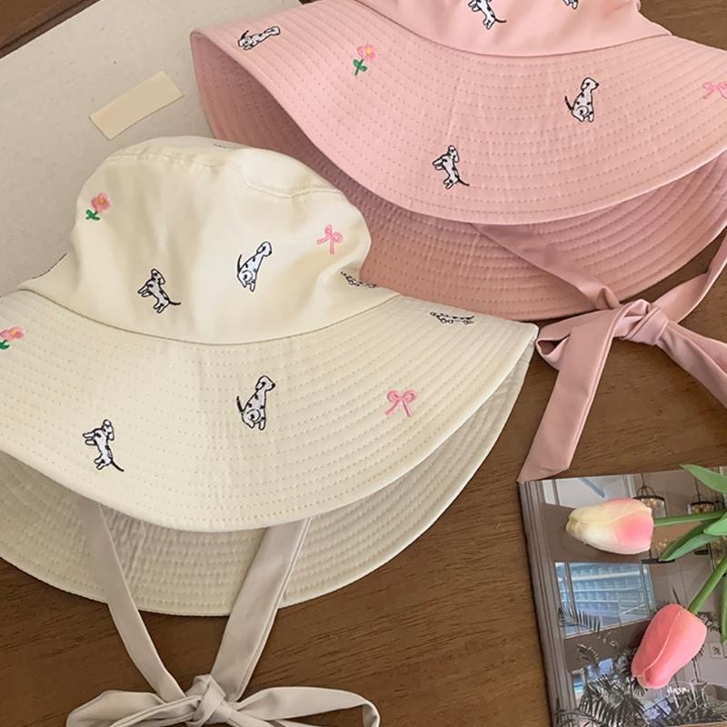 Fisherman Hat Bucket Hat for Girls Colorful Embroidered Casual Caps for Sports Gym Mountain Camping Hat Outdoor Sunshade