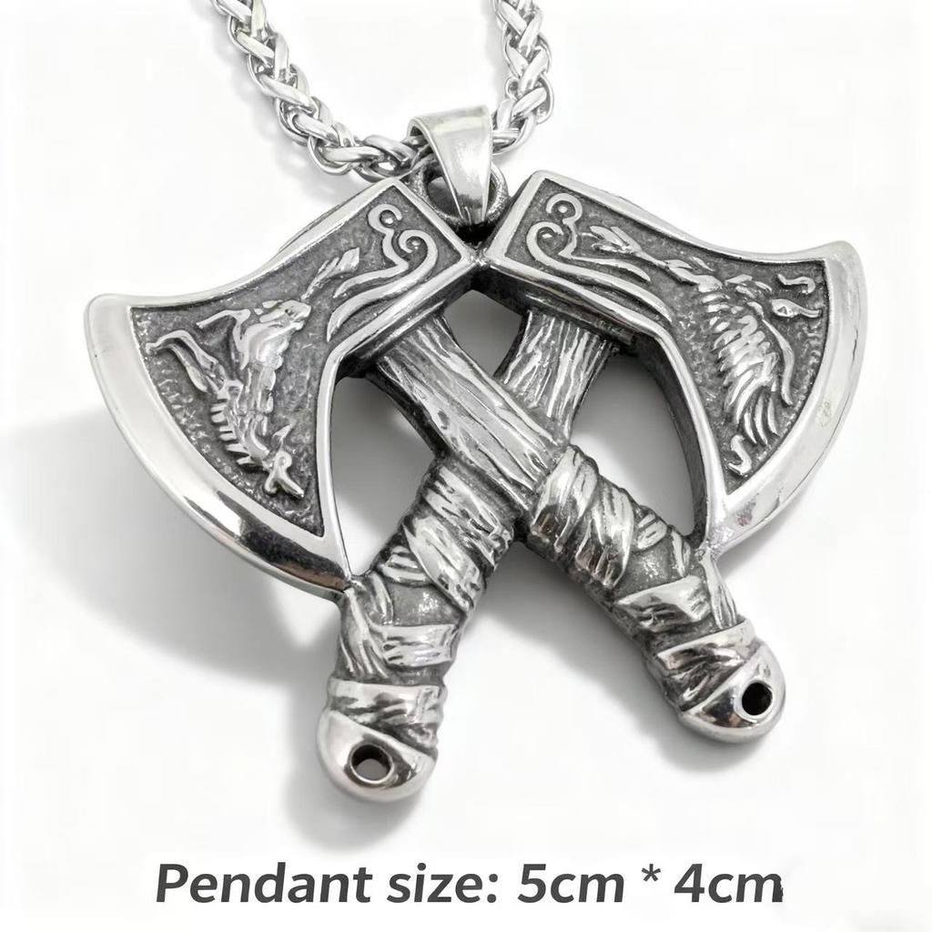 HNSP 316L Stainless Steel Viking Pendant Spear Necklace For Men Punk Style  Accessory