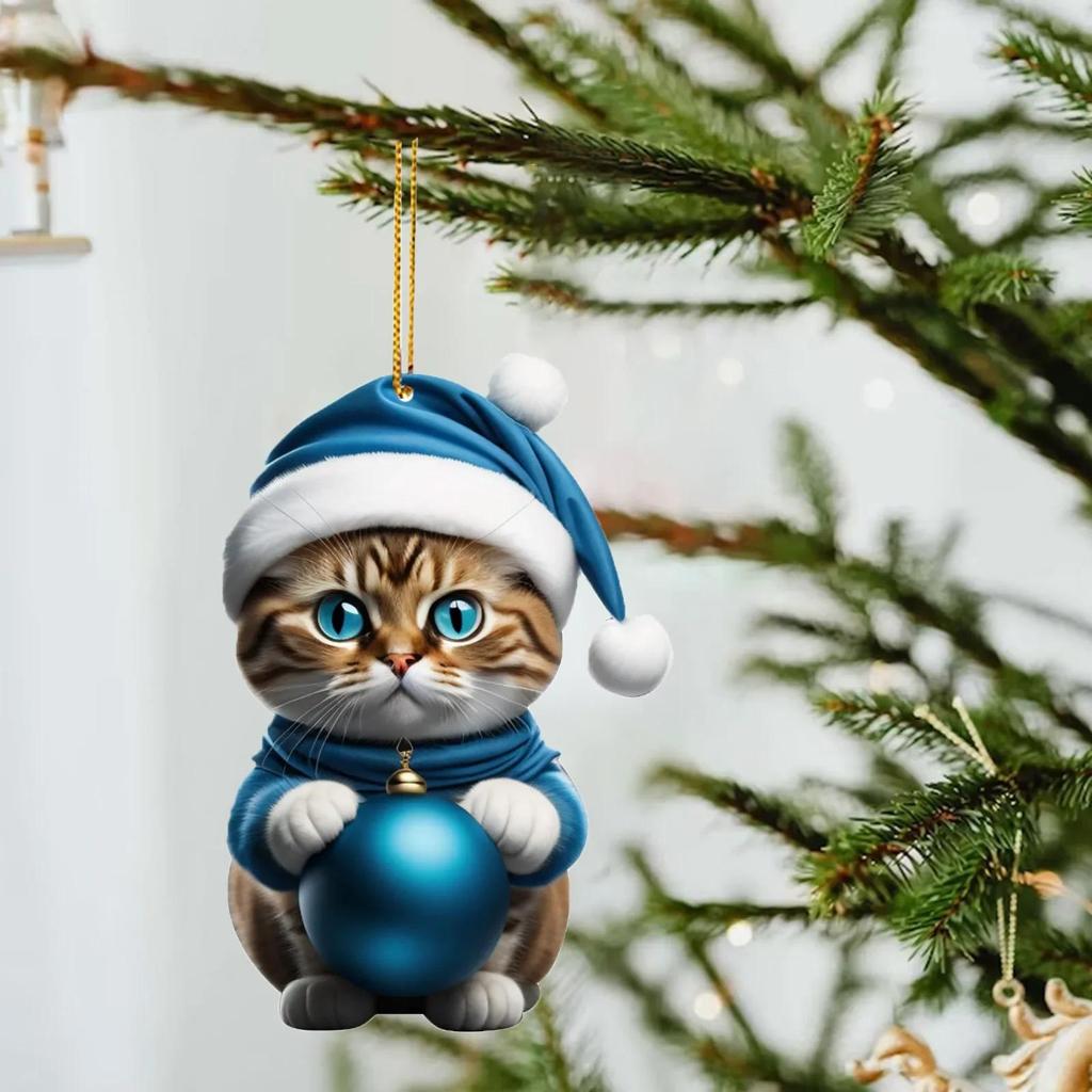Cartoon süße Katze 2023 Weihnachtsschmuck hängende Dekoration Geschenk Weihnachten hängender Baum personalisierter Anhänger Partyzubehör
