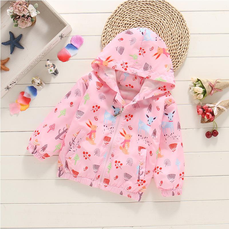 Spring Jacket for Girls Coats Hooded Unicorn Rainbow Pattern Baby Girls Clothes Outerwear Kids Windbreaker Autumn Girls Jackets