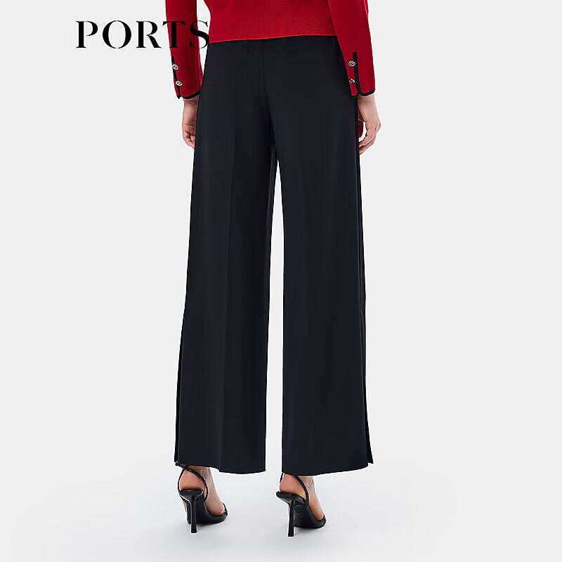 PORTS Women's Metal Buckle Wide-Leg Trousers