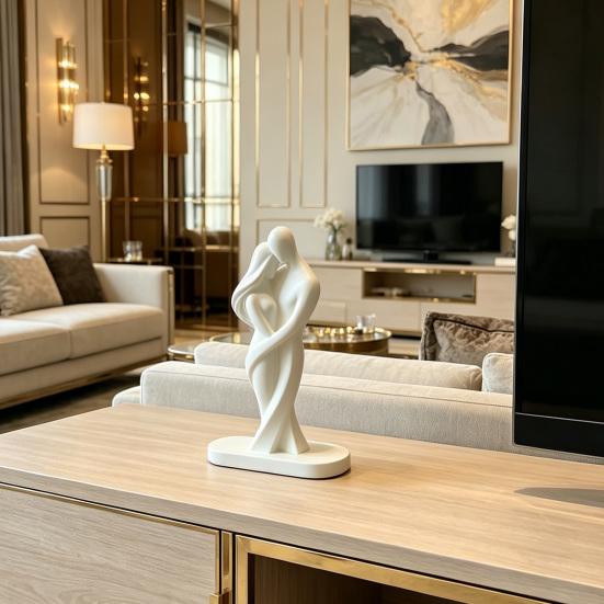 3D Geprint Koppel Beeldje Romantisch Abstract Knuffelende Geliefde Standbeeld Jubileum Bruiloft Cadeau voor Woonkamer Kantoor Planken Decoratie