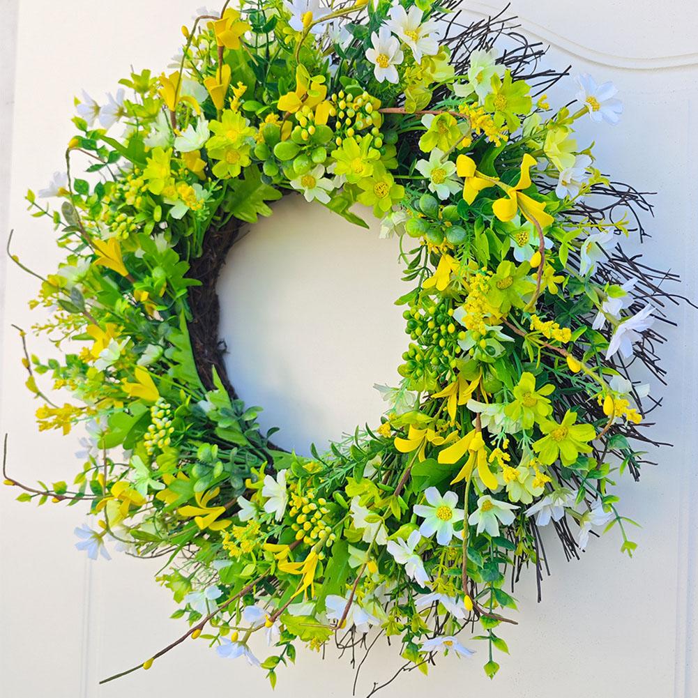 1pc 2026 Spring Small Wildflower Simulation Wreath Front Door Hanging Decoration Festive Party Supplies Accessories