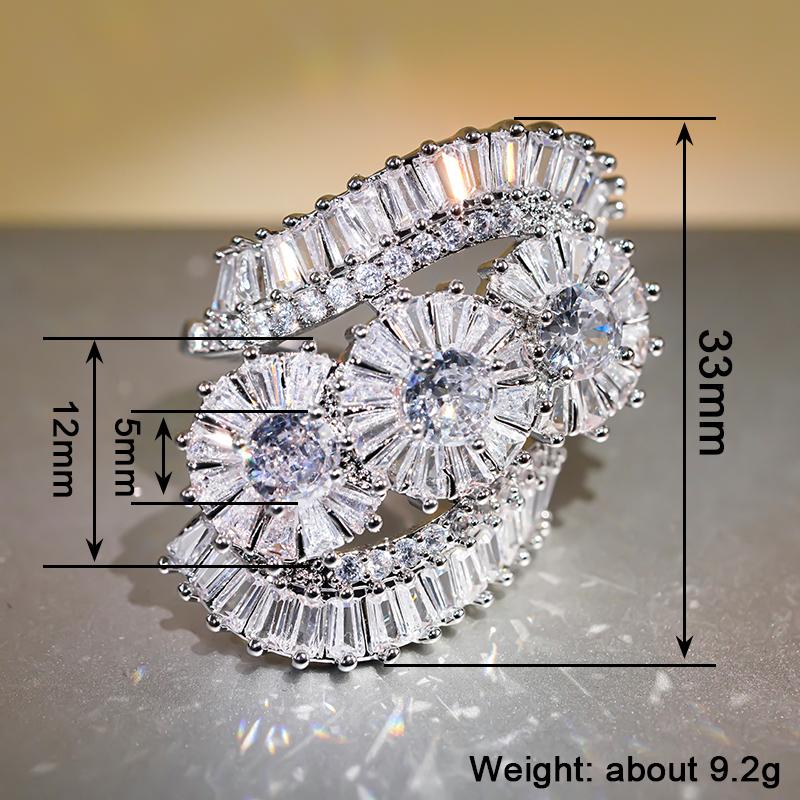 Huitan Luxury Charming Ring for Lady Inlaid Shiny Blue/White CZ Geometric Design Wedding Party Finger Accessories Trendy Jewelry