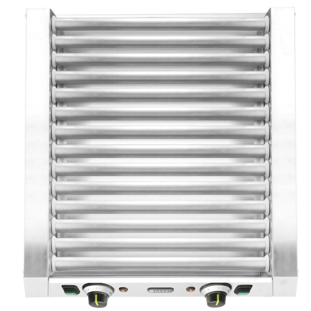 Podgrzewacz grill rolkowy do parówek hot-dogów dwustrefowy 14 rolek 45 cm 1230 W