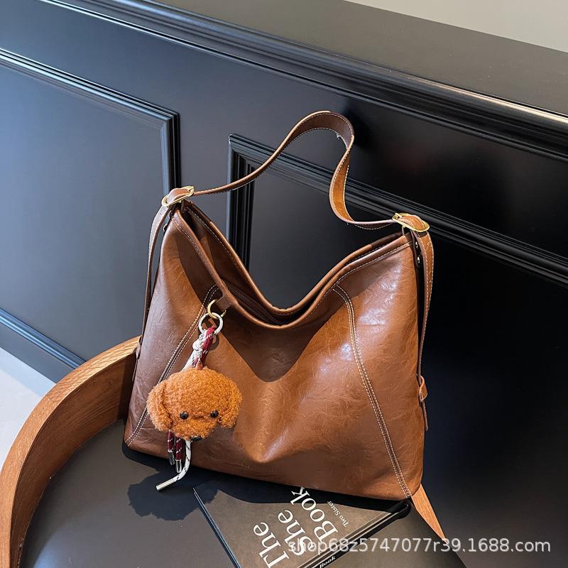 Vintage Bag Women's 2025 New High-End Maillard Shoulder Bag Large Capacity Tote Bag Commuter Crossbody Bag