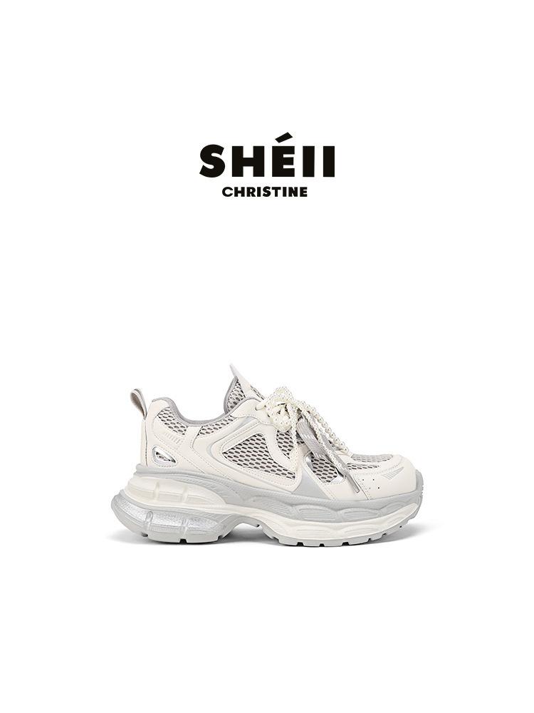 

Cowhide version Su Yinyin of the same 7cm genuine leather double-layer thick-soled heightening gray casual sports shoes female dad shoes 40