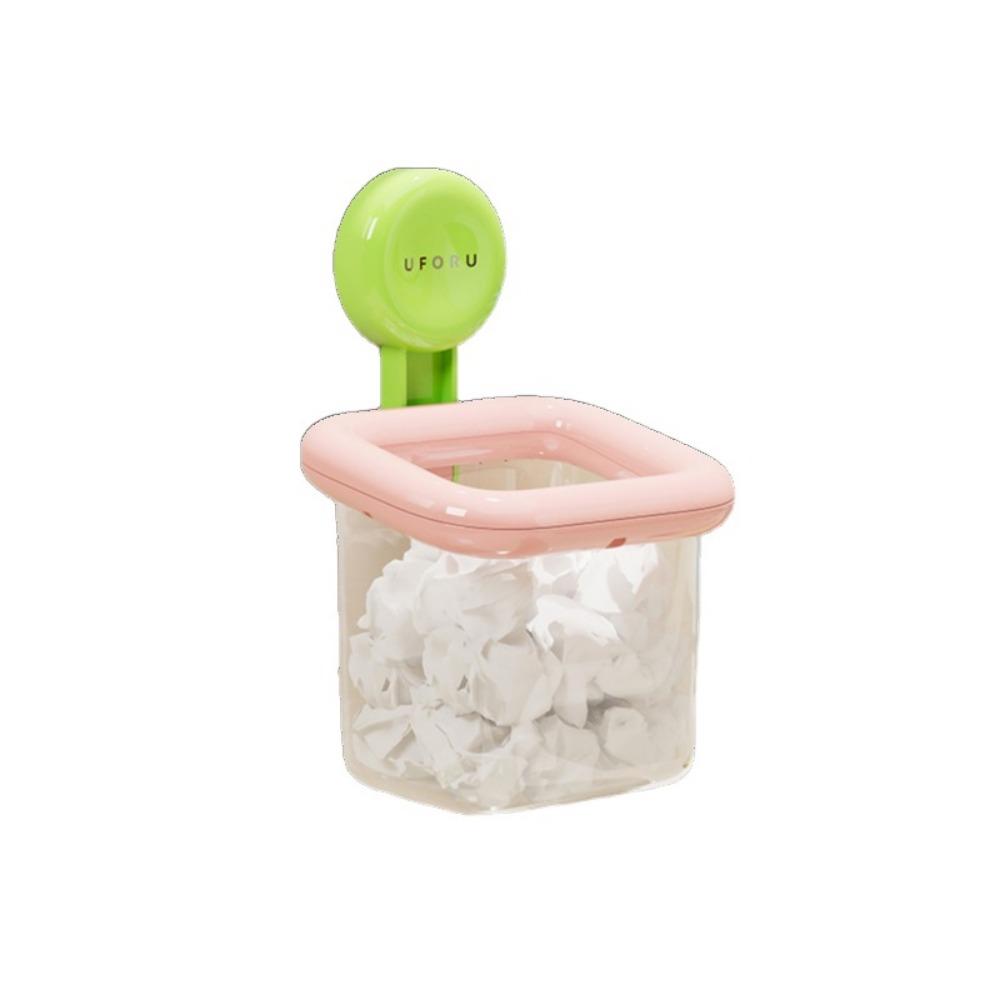 

Настенный контейнер для хранения на присоске, экономящий место, влагостойкий держатель для зубных щеток, пластиковый водонепроницаемый чехол для хранения зубных щеток розовый