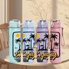 1PC Enjoy Beach Palm Tree 750ml Color Plastic Sports Water Bottle Leakproof Flip Straw Lid Suitable for Sports Office Home Use