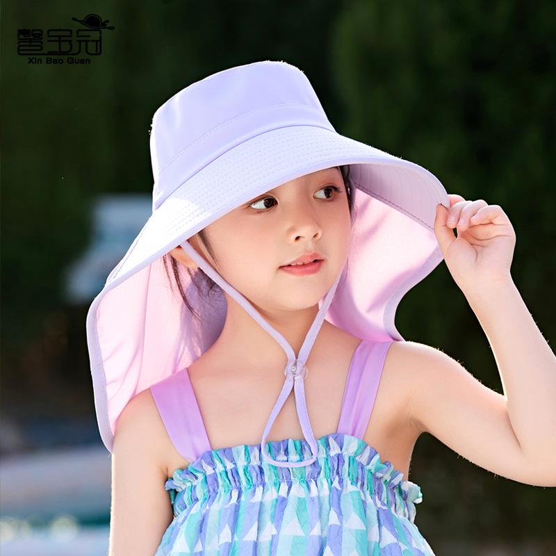 Parent-child simple versatile bucket hat summer outdoor play mountaineering sun protection hat big brim shawl sun hat children
