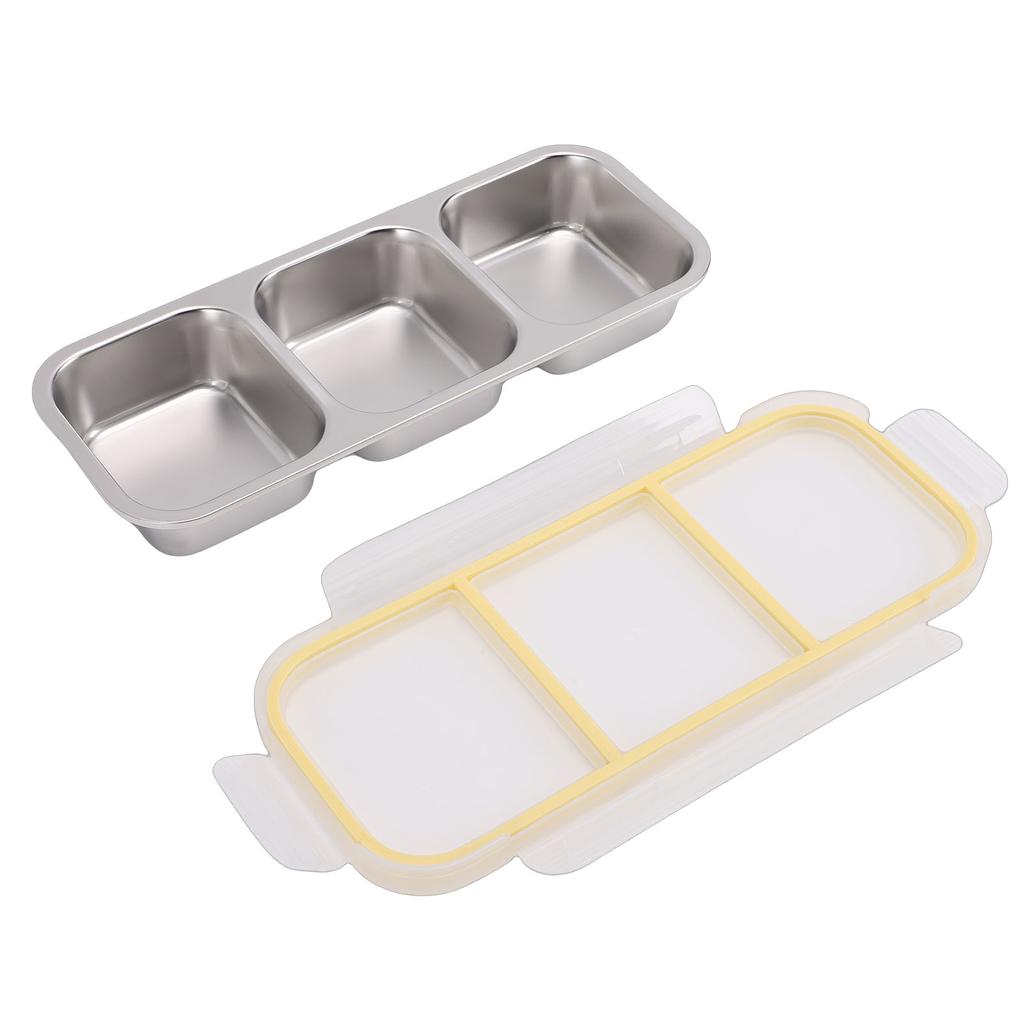 Snack Container   Proof Stainless Steel 3 Compartments Easy Cleaning Metal Snack Container