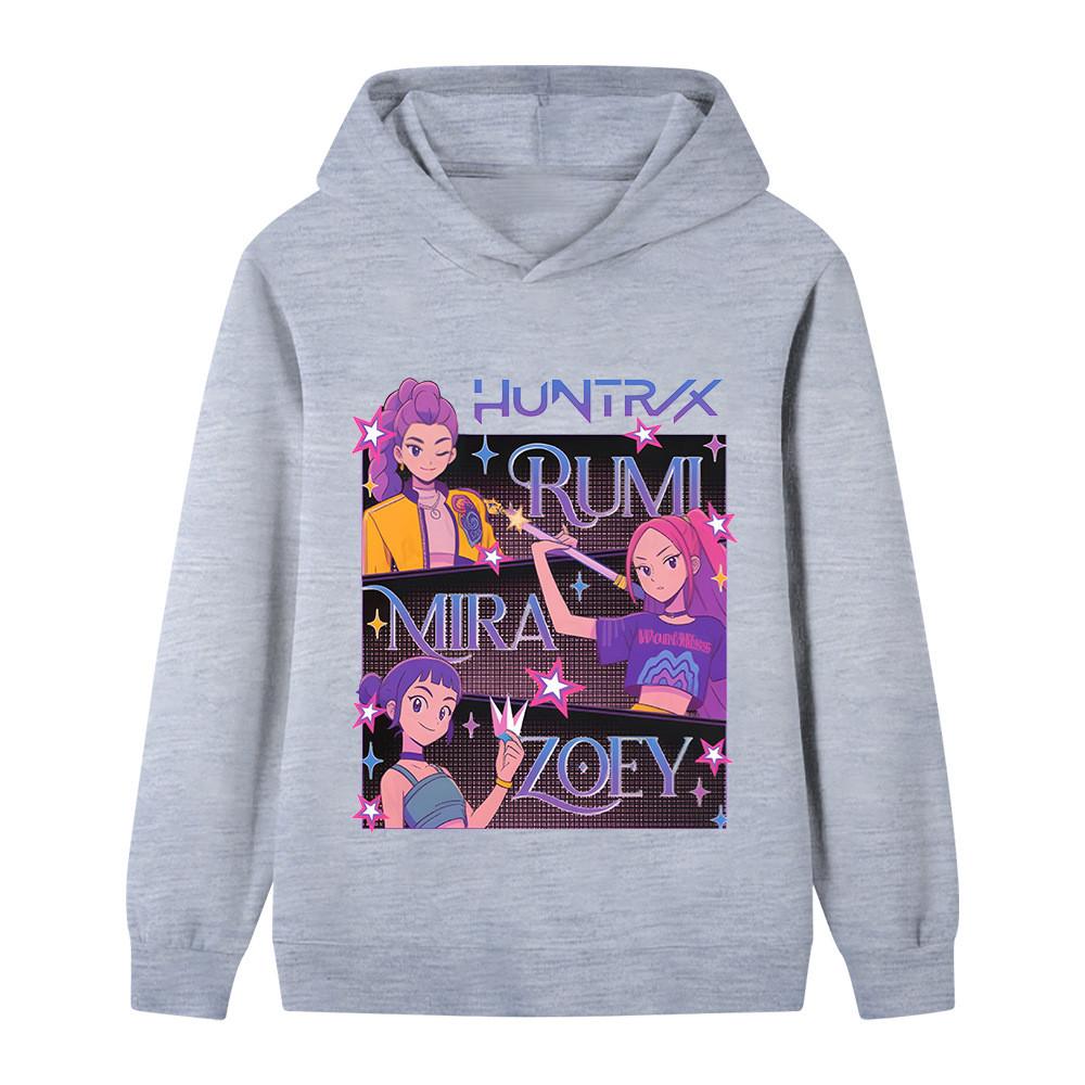 B1225 Kids Boys Girls Kpop Rumi Zoey Mira Print Long Sleeves Hoodie