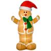 Decoración Inflable de Navidad 1,83 m Hombre de Jengibre con Lazo, 3 LEDs, Soplador Interno Decoración de Jardín