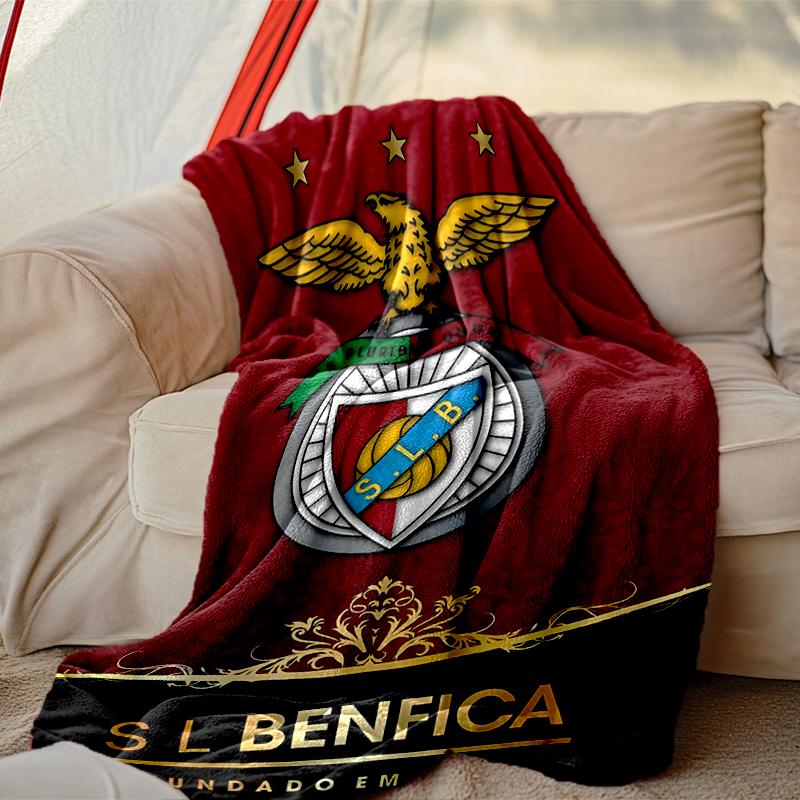 1pc SL Benfica Blanket, Home Printed Throw Blanket - Soft Blanket Gift for Family, Washable Sofa Bed Blanket
