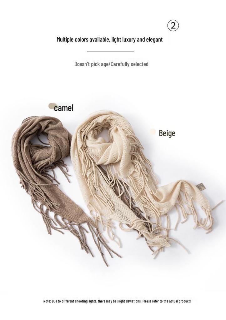 Women's 100% Pure Cashmere Shawl - Autumn/Winter Fashion Tassel Knit Scarf