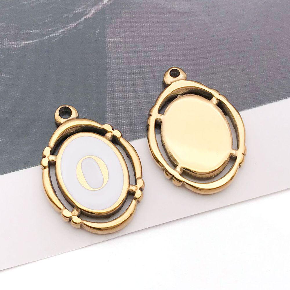 Stainless Steel Oval English Letter Charm Pendant for DIY Bracelets & Necklaces.