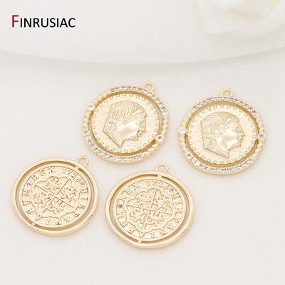 DIY Necklace Pendants Earrings Charms Jewelry Making Accessories Gold Plated Commemorative Coin Pendant Wholesale