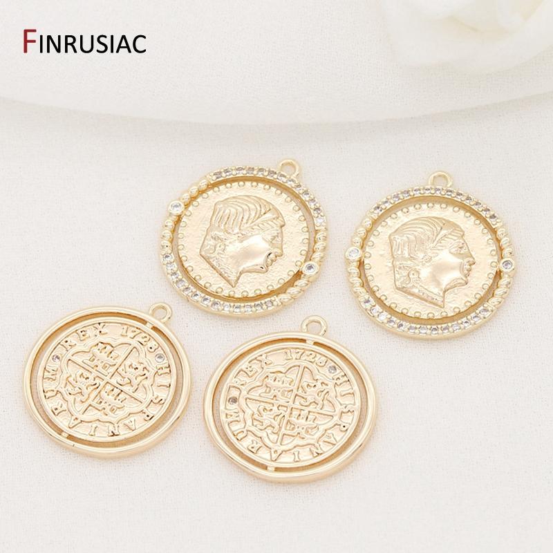 DIY Necklace Pendants Earrings Charms Jewelry Making Accessories Gold Plated Commemorative Coin Pendant Wholesale