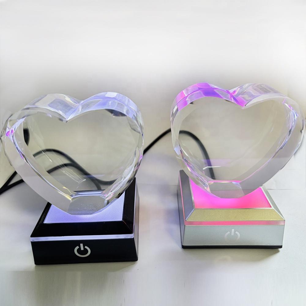Custom Modern Heart-shaped Crystal for Photo Frame Engraved Glass Solid K9 Crystal Home Decor Gift Box