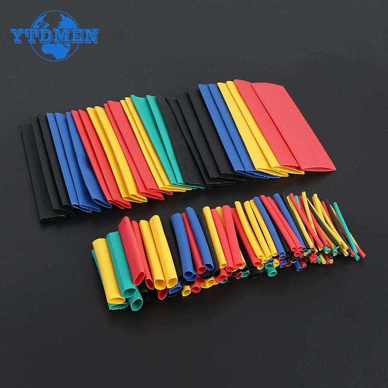 2bags 164pcs Heat-shrink Tubing Thermoresistant Tube Heat Shrink Wrapping Kit Electrical Connection Wire Cable Insulation Sleeve