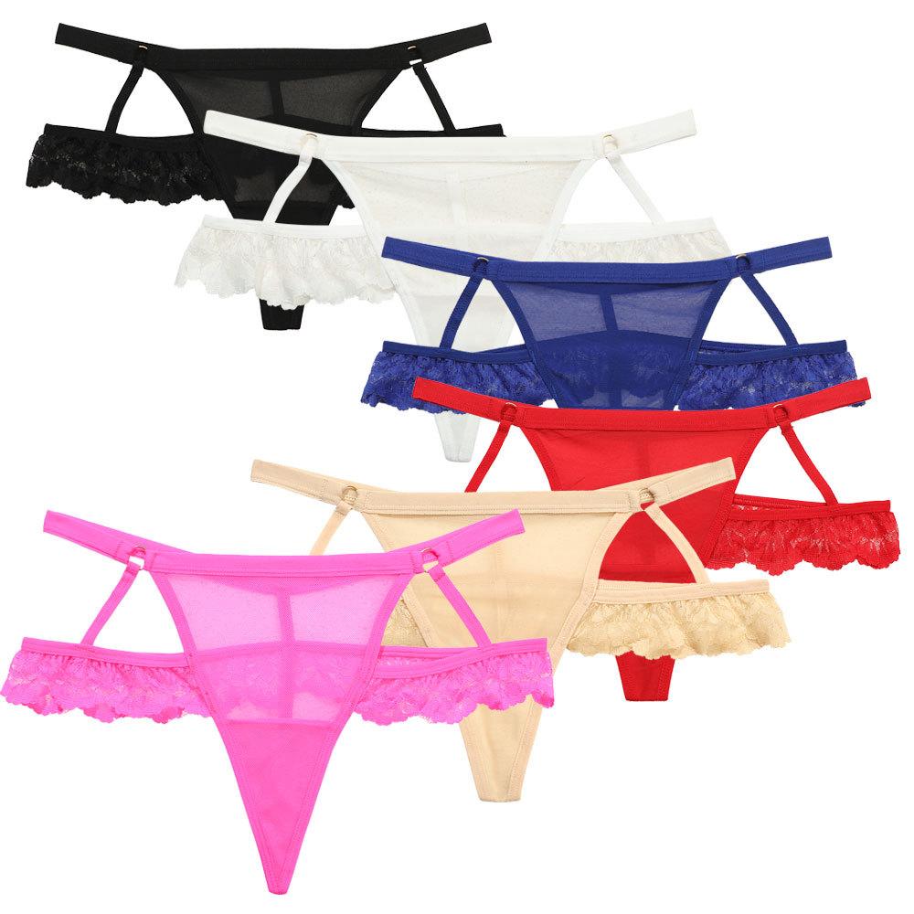 Sexy Seamless Lace Thong Panties G String T Back Panties for Women See Through Lace Bikini Panties