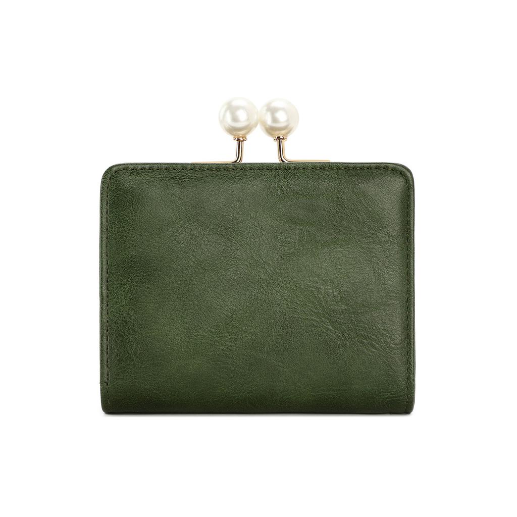 Neue Retro-Damen-Kurzgeldbörse, Perlenclip-Clutch, stilvolle und einfache multifunktionale Geldbörse