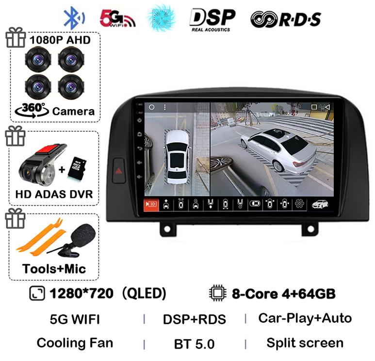 Android 14 Carplay 4G+WIFI Car Radio For Hyundai SONATA NF 2004 2005 2006 2007 2008 GPS Autoradio Multimedia Video Player Stereo