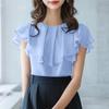 ZANZEA Women Casual Round Neck Short Sleeve Summer Ruffles Blouse