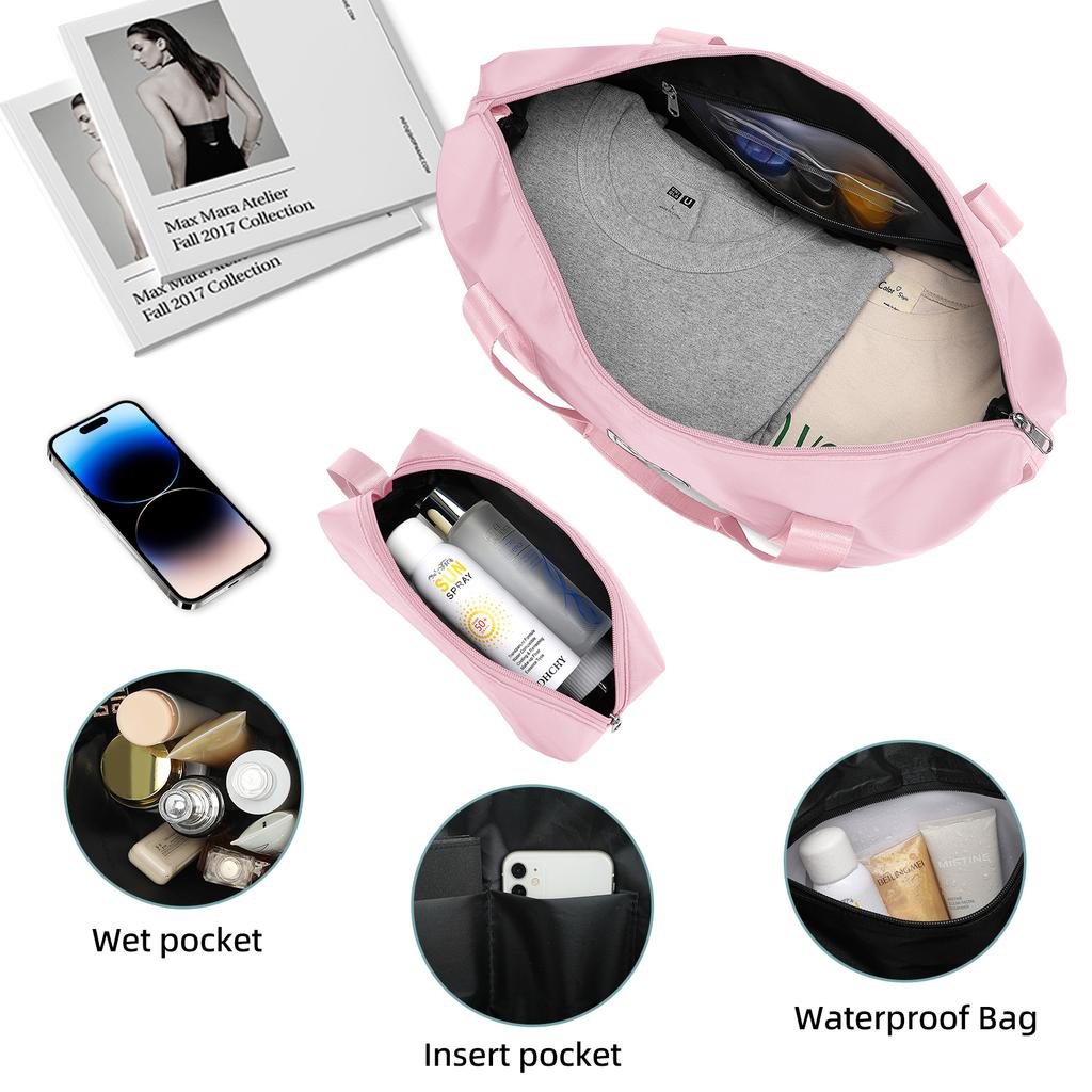 New Stylish Pink 6-piece Expandable Luggage Travel Set with Free Umbrella, Perfect for Long-distance Travel and Business Trips