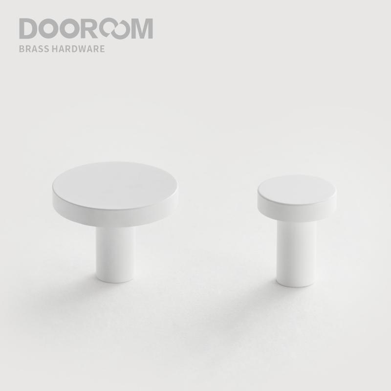 Dooroom Brass Matt White Round Cabinet Handles Wardrobe Drawer Knobs Kids' Room Indoor Kitchen Hallway Wall Clothes Hook