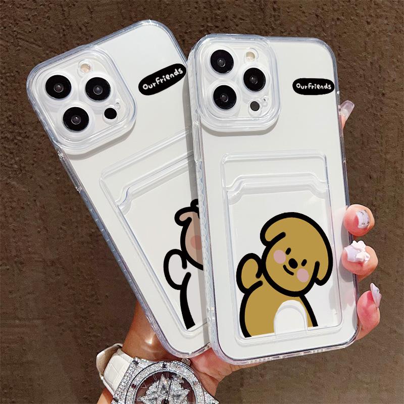 Card Slot Holder Silicone Wallet Pocket Case For Xiaomi Redmi Note 11 12 13 iPhone 17 16 15 Tecno Spark 10C Infinix Note 30 Cover Clear Phone Bumper