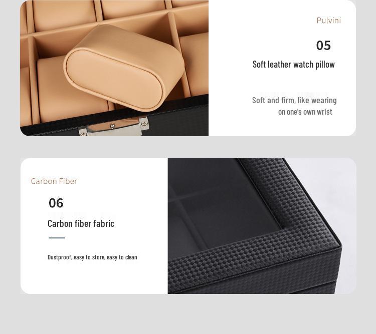 Double Layer Carbon Fiber PU Watch & Jewelry Display Box
