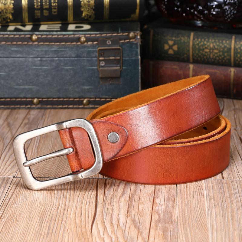 Waistband: Men's belt, top layer cowhide, pin buckle, waistband, casual and versatile jeans