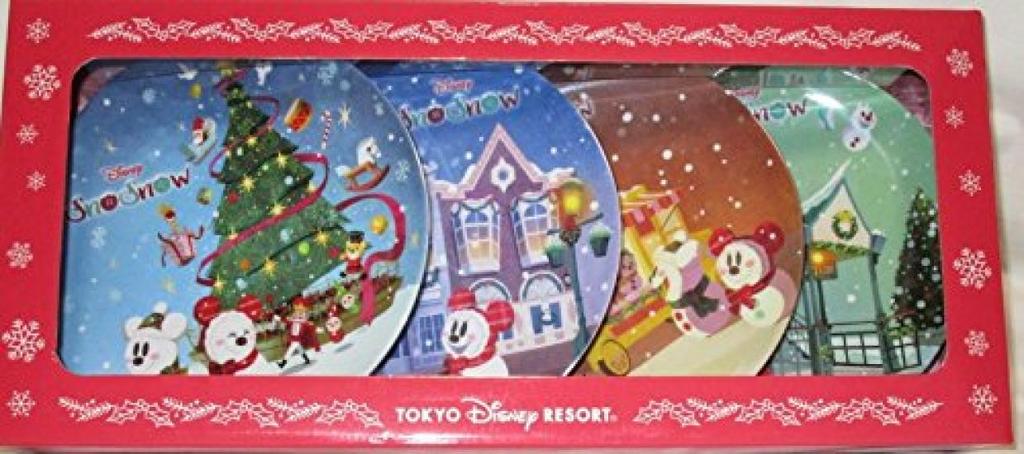 Disney Christmas 2017 Plate Set (Set of 4) Tokyo Disney Resort Exclusive Snow Snow Mickey & Minnie Snowmen