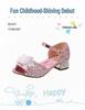 Girls' Crystal High-Heeled Sandals - Elsa Princess Style for Summer 2024
