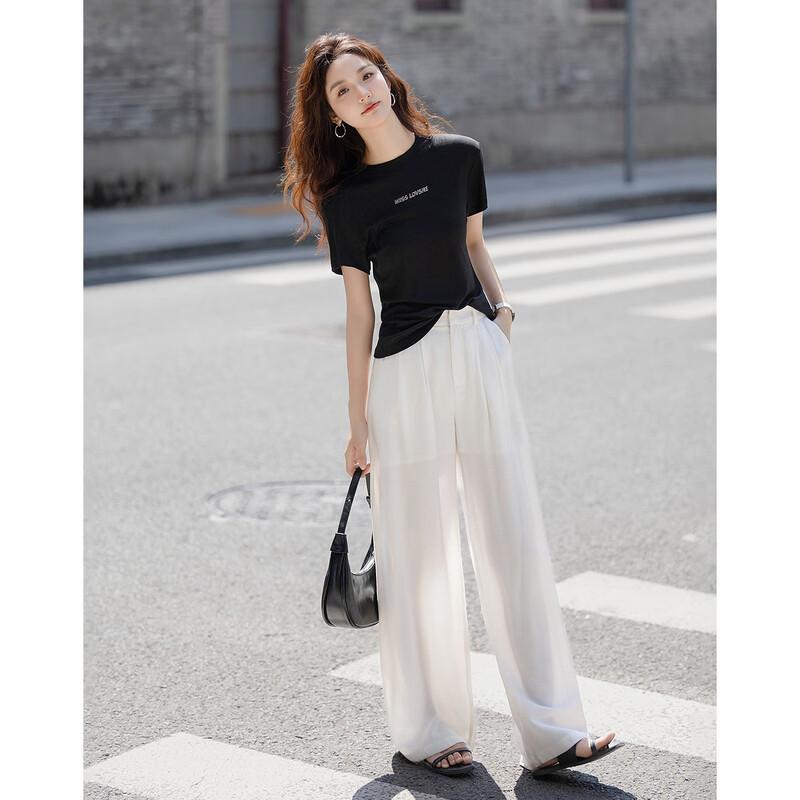 Demana Women's Breathable Lyocell Letter Print T-Shirt